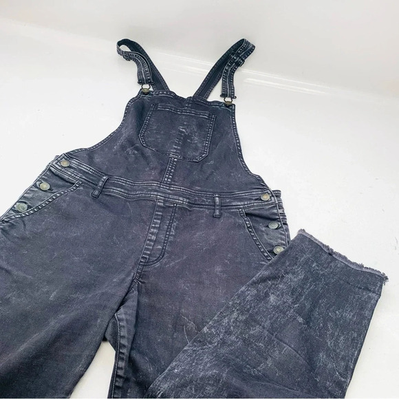 Forever 21 Denim Overalls Women 30  Black Fade Bib Pocket Y2K Western Retro Boho - Picture 1 of 12